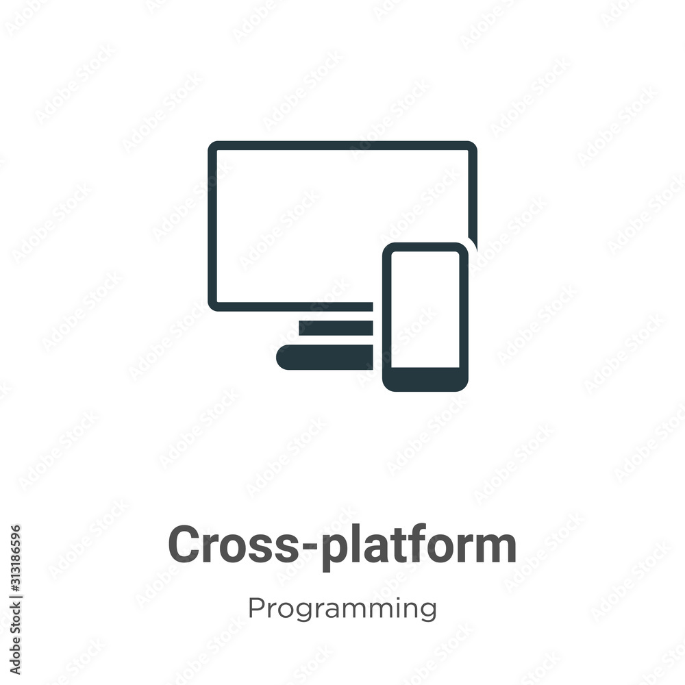Poster cross-platform glyph icon vector on white background. flat vector cross-platform icon symbol sign fr