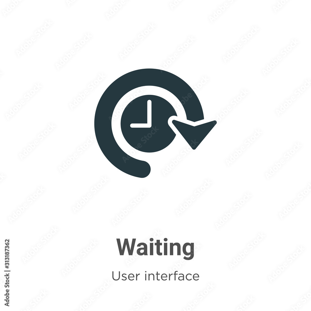 Poster waiting glyph icon vector on white background. flat vector waiting icon symbol sign from modern user