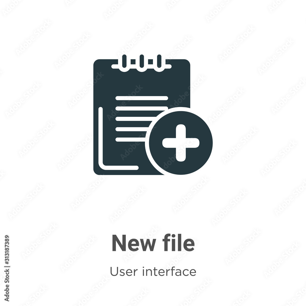 Poster new file glyph icon vector on white background. flat vector new file icon symbol sign from modern us