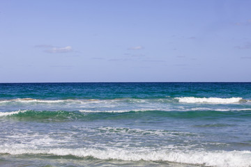 Sandy beach on the sea in south korea with wave water 