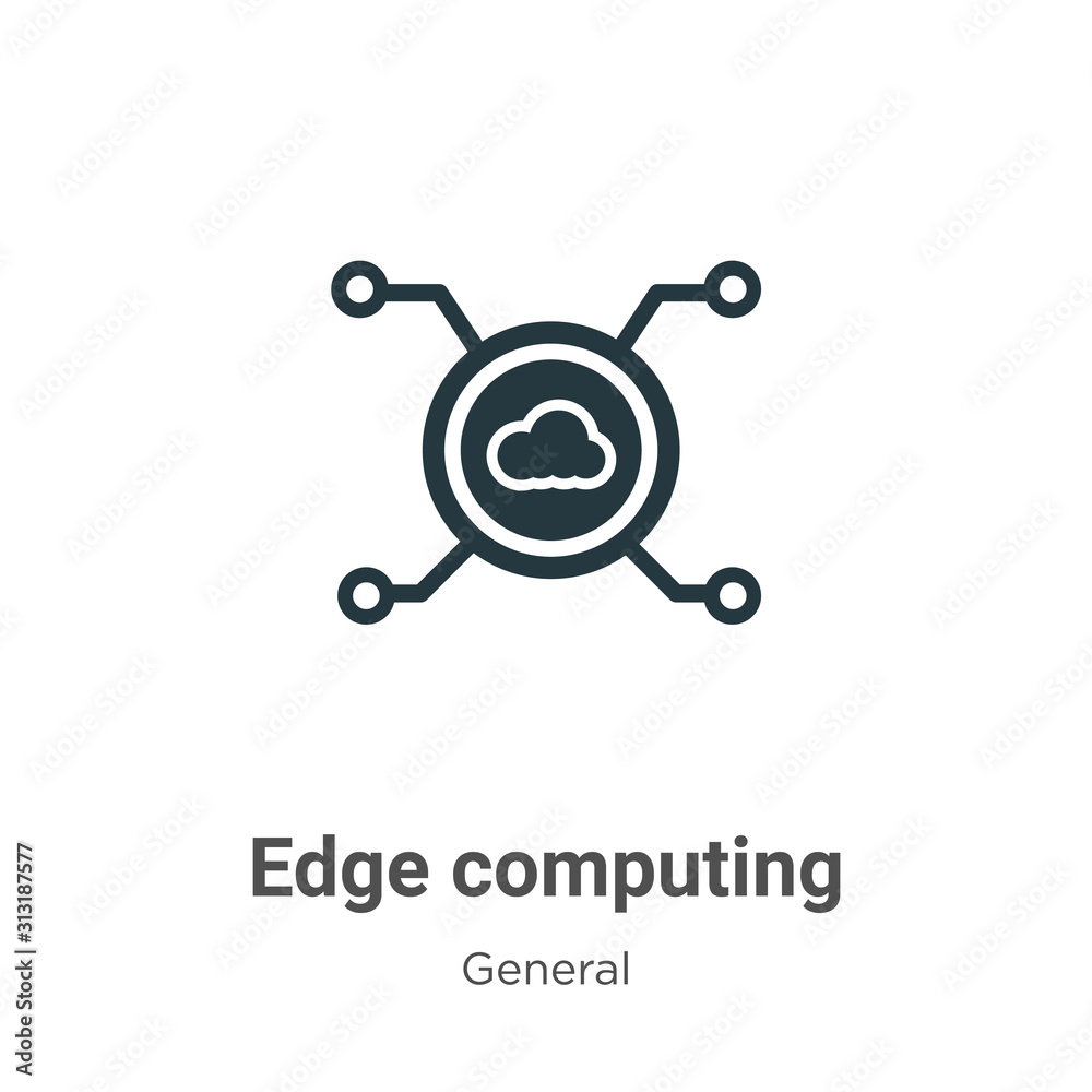 Poster edge computing glyph icon vector on white background. flat vector edge computing icon symbol sign fr