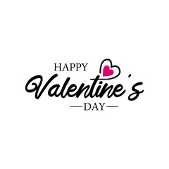 Lettering and Calligraphy of Happy Valentines Day Logo Template with Love Heart Vector for Poster, Banner, Flyer, Card