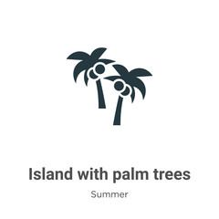 Obraz premium Island with palm trees glyph icon vector on white background. Flat vector island with palm trees icon symbol sign from modern summer collection for mobile concept and web apps design.