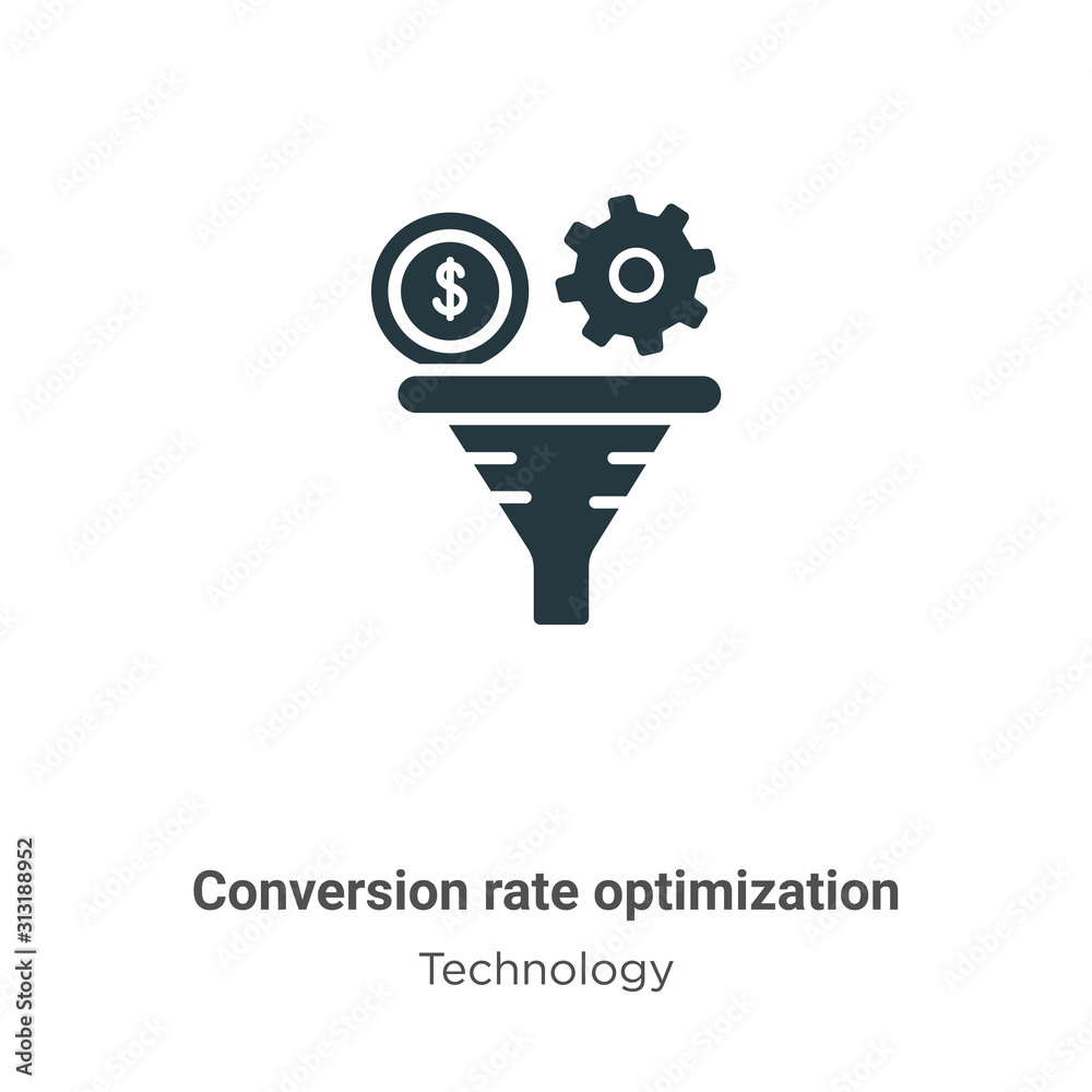 Poster conversion rate optimization glyph icon vector on white background. flat vector conversion rate opti