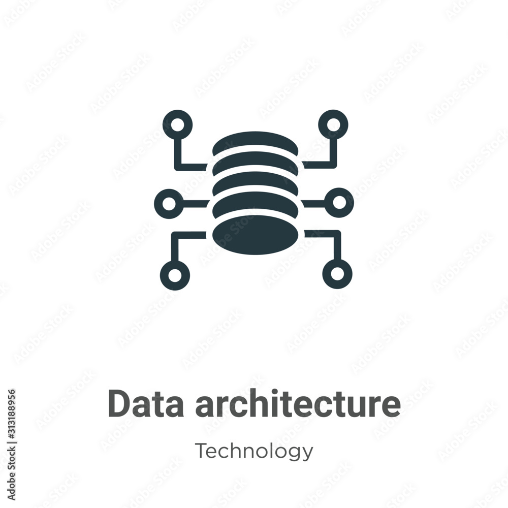 Poster data architecture glyph icon vector on white background. flat vector data architecture icon symbol s