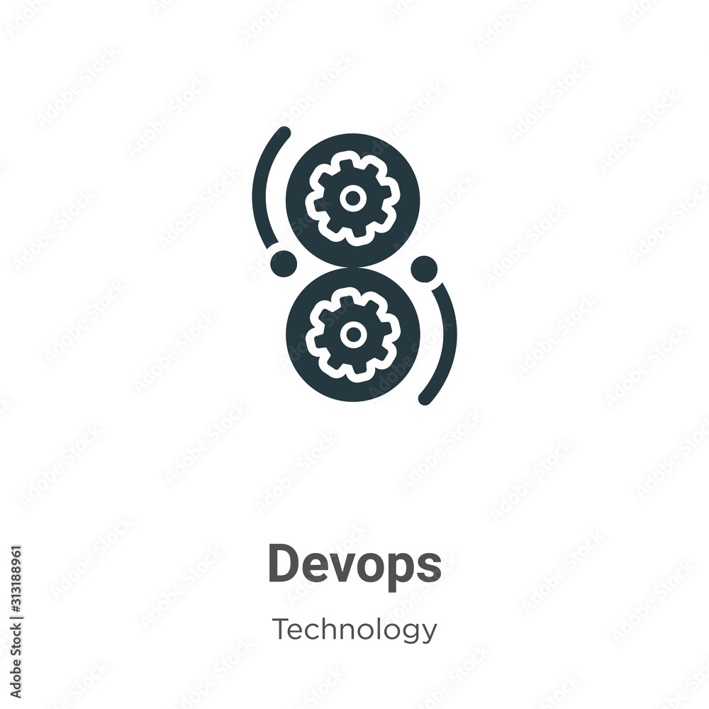Poster devops glyph icon vector on white background. flat vector devops icon symbol sign from modern techno