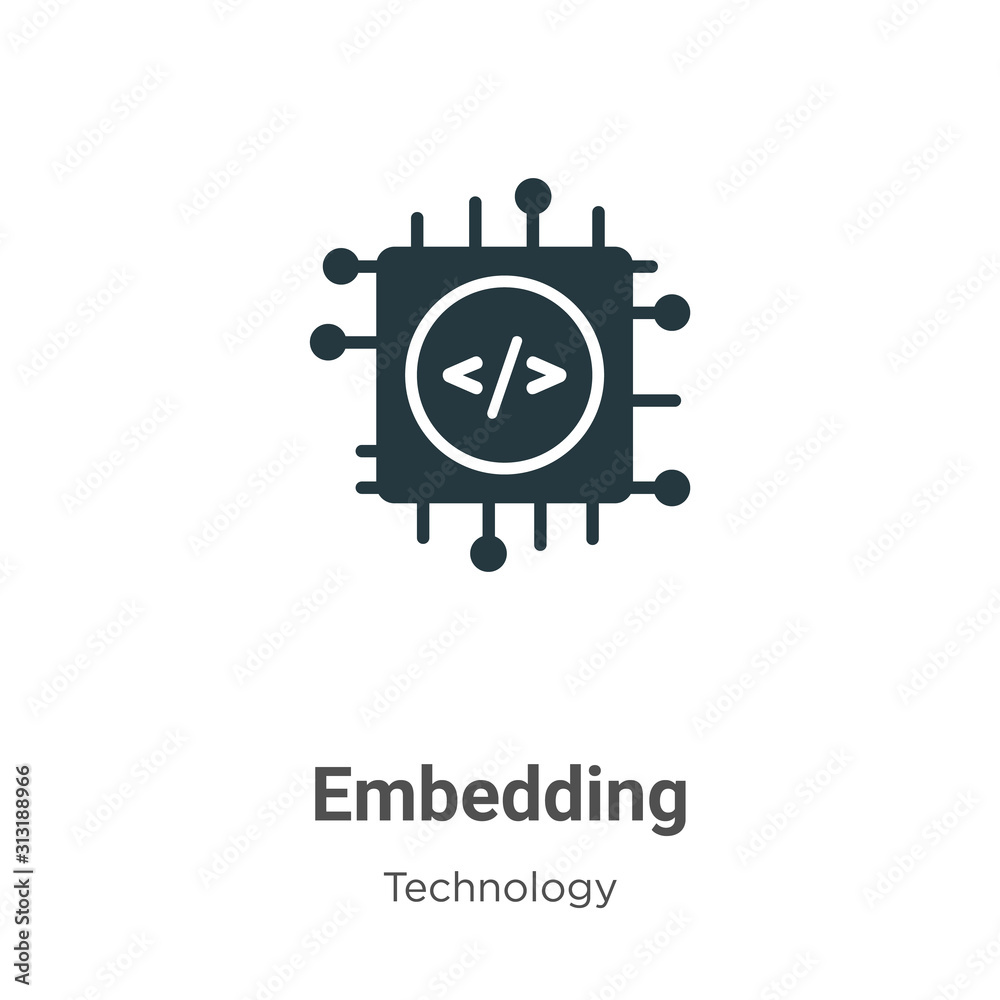 Poster embedding glyph icon vector on white background. flat vector embedding icon symbol sign from modern 