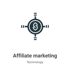 Affiliate marketing glyph icon vector on white background. Flat vector affiliate marketing icon symbol sign from modern technology collection for mobile concept and web apps design. - obrazy, fototapety, plakaty