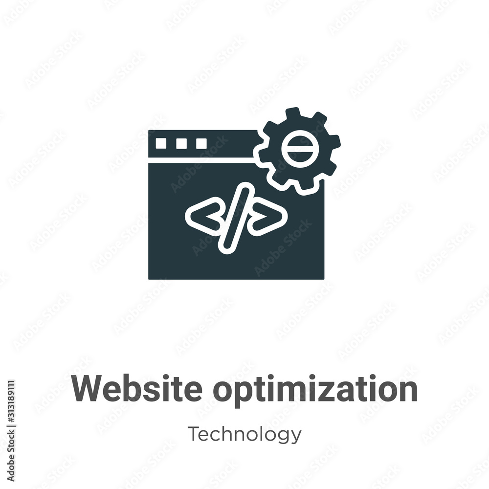 Poster website optimization glyph icon vector on white background. flat vector website optimization icon sy