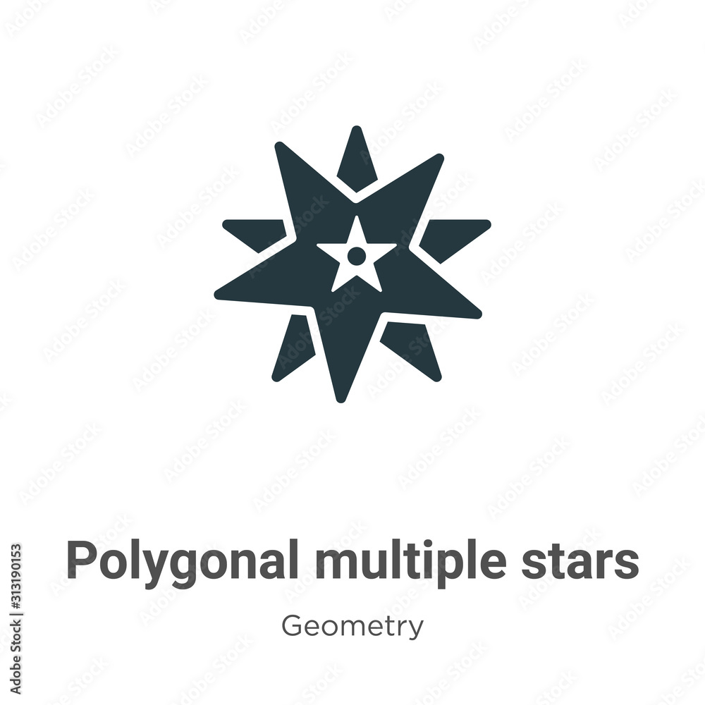 Poster polygonal multiple stars glyph icon vector on white background. flat vector polygonal multiple stars