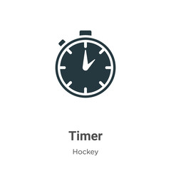 Timer glyph icon vector on white background. Flat vector timer icon symbol sign from modern hockey collection for mobile concept and web apps design.
