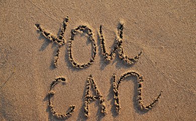 The words you can written on sand. Summertime concept.