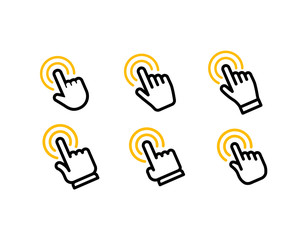 Obraz premium Set of hand click icons. Clicking hands vectors.