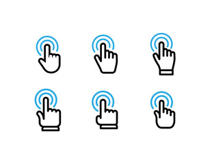 Set of hand click icons. Clicking hands vectors.