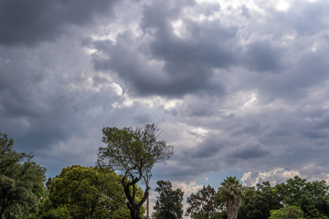 Summer thunderstorm activity over the Highveld region of the Gauteng province in South Africa