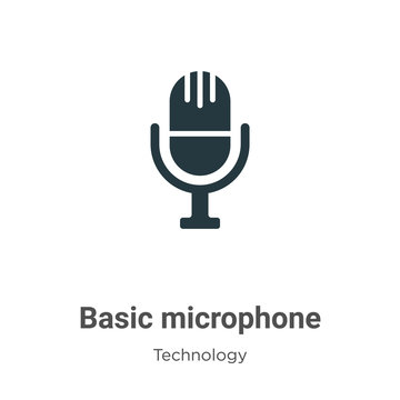 Basic microphone glyph icon vector on white background. Flat vector basic microphone icon symbol sign from modern technology collection for mobile concept and web apps design.