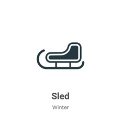 Sled glyph icon vector on white background. Flat vector sled icon symbol sign from modern winter collection for mobile concept and web apps design.