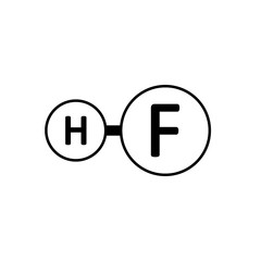 Hydrogen fluoride molecule icon.