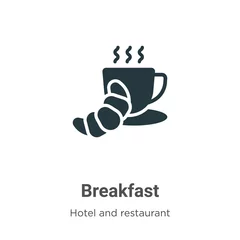 Tuinposter Breakfast glyph icon vector on white background. Flat vector breakfast icon symbol sign from modern accommodation collection for mobile concept and web apps design. © Digital Bazaar