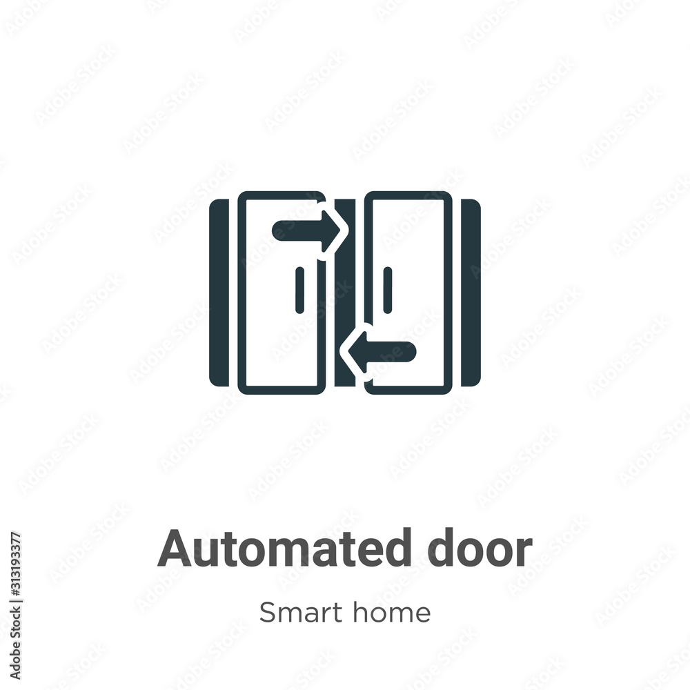Poster automated door glyph icon vector on white background. flat vector automated door icon symbol sign fr