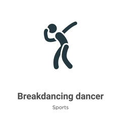 Obraz premium Breakdancing dancer glyph icon vector on white background. Flat vector breakdancing dancer icon symbol sign from modern sports collection for mobile concept and web apps design.