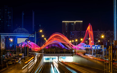 Fototapeta na wymiar The night cityscape of Optics Valley, Wuhan,