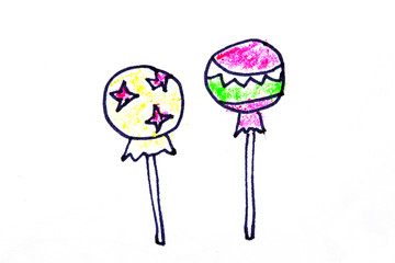 Hand Drawn delicious candy on white 