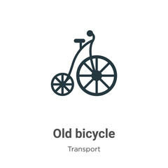 Fototapeta na wymiar Old bicycle glyph icon vector on white background. Flat vector old bicycle icon symbol sign from modern transport collection for mobile concept and web apps design.