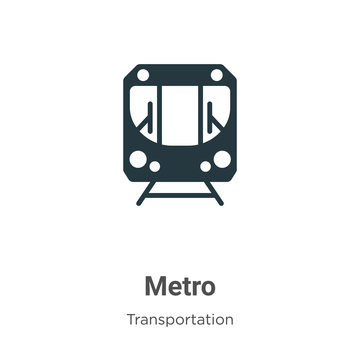 Metro glyph icon vector on white background. Flat vector metro icon symbol sign from modern transportation collection for mobile concept and web apps design.
