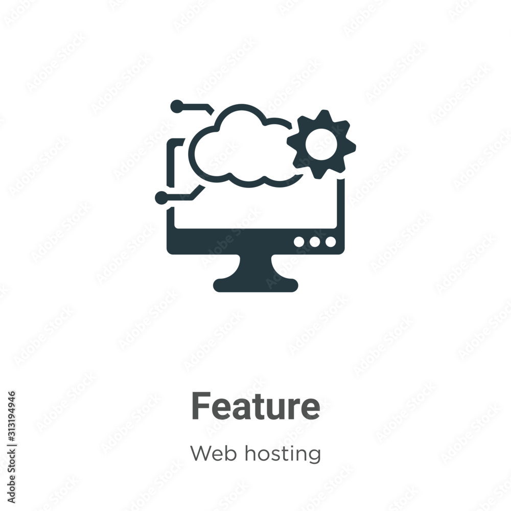 Poster feature glyph icon vector on white background. flat vector feature icon symbol sign from modern web 