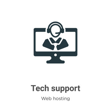 Tech Support Glyph Icon Vector On White Background. Flat Vector Tech Support Icon Symbol Sign From Modern Web Hosting Collection For Mobile Concept And Web Apps Design.