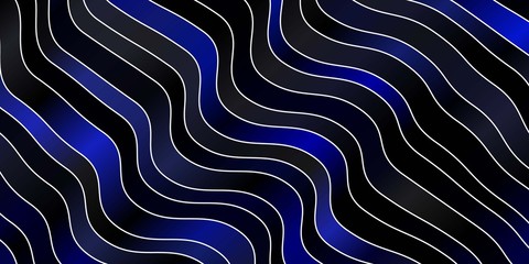 Dark BLUE vector texture with wry lines. Bright illustration with gradient circular arcs. Pattern for websites, landing pages.