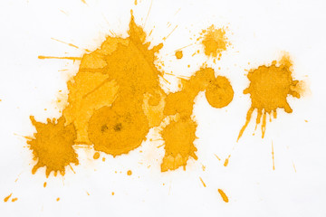  Hand Drawn watercolor splash Yellow brown on rice paper