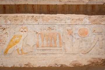 Hieroglyphs in Hatshepsut's temple in Luxor
