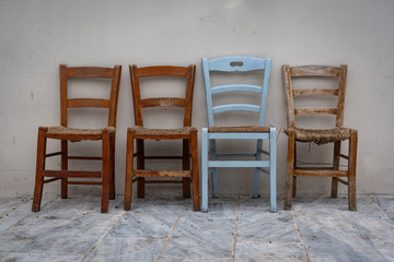Four street chairs in Paphos, Cyprus