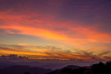 colorful sky on sunrise mountain