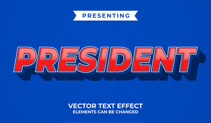 3d bold retro editable text effect with president word