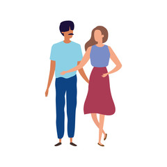 young couple avatar character icons