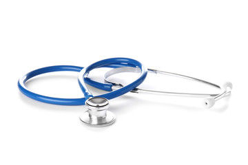 Fototapeta premium Modern stethoscope on white background