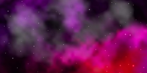 Dark Purple, Pink vector background with colorful stars. Blur decorative design in simple style with stars. Design for your business promotion.