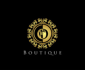 Fototapeta premium Golden O Boutique Logo Icon, Luxury O Letter Logo Design.
