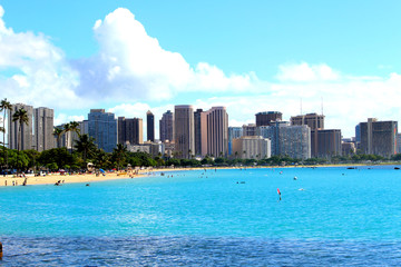 Naklejka premium waikiki city view in Hawaii