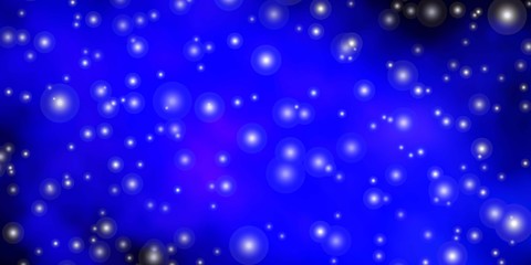 Dark BLUE vector background with colorful stars. Modern geometric abstract illustration with stars. Theme for cell phones.