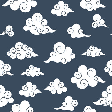 Chinese clouds line pattern background. Seamless fill for your design.
