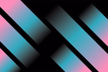 Minimal geometric background. Dynamic diagonal gradient blue, pink shapes composition. Abstract illustration black color style. Design for your business background