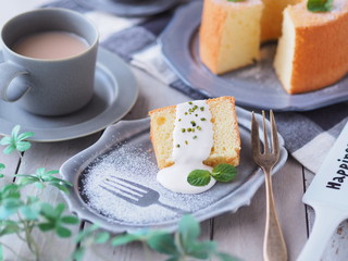 シフォンケーキでティータイム