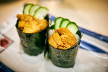 Uni with Japanese rice and seaweed