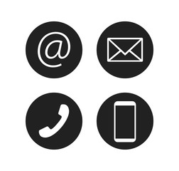 Contact Icon set. Vector illustrations. Flat design.
