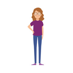 Fototapeta premium beautiful woman and eyeglasses character icon