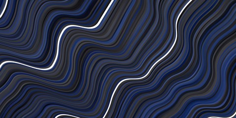 Dark BLUE vector background with curved lines. Bright illustration with gradient circular arcs. Pattern for ads, commercials.